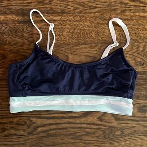 Blue striped bathing suit top